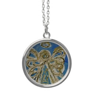 Blue Angel Wings Silver Necklace Charm Pendant necklace