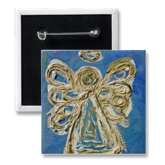 Blue Guardian Angel Button, Pin, or Pendant button