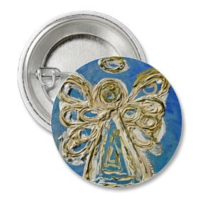 Blue Guardian Angel Buttons, Pins, or Pendants button