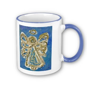 Blue Guardian Angel Holiday Mug or Cup mug