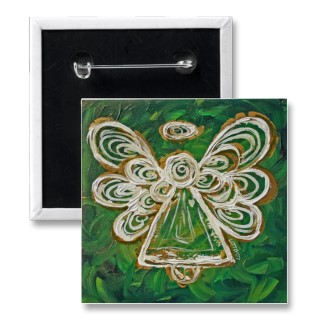Green Angel Button or Pin button