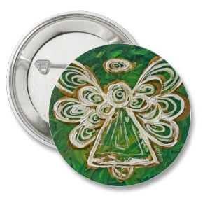 Green Angel Buttons or Pins button