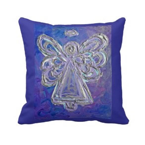Purple White Silver Angel Decorative Throw Pillow throwpillow