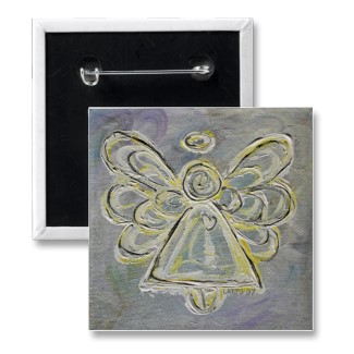 Silver and White Light Angel Buttons or Pins button