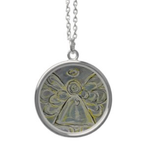 White Silver Angel Charm Necklace pendant