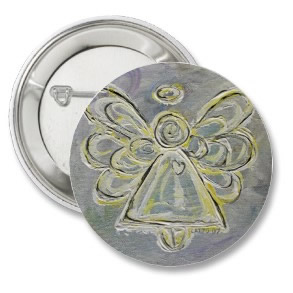 White and Silver Light Angel Button or Pin button