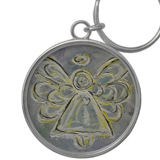 White and Silver Light Guardian Angel Keychain keychain
