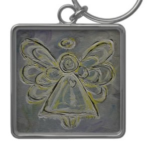 White and Silver Light Guardian Angel Keychain keychain