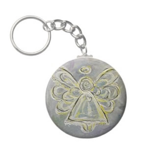 White and Silver Light Guardian Angel Keychain keychain