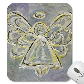 White and Silver Light Guardian Angel Mousepad mousepad