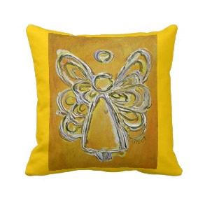 Yellow and White Angel Decorative Throw Pillow throwpillow