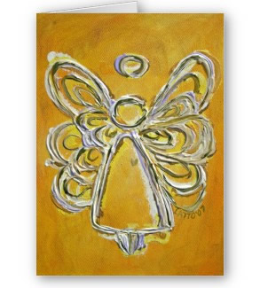 Yellow Angel Artwork Greeting Cards or Note Card Artwork Painting