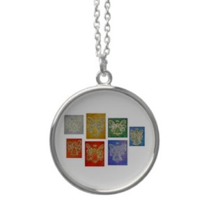 Angel Color Series Silver Necklace Round Charm
