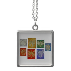 Angel Color Series Wings Silver Necklace Square