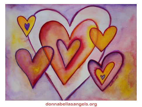 Interlocking Love Hearts Art Watercolor Painting