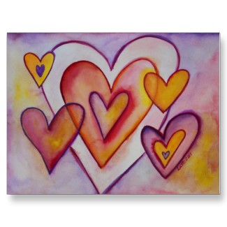 Interlocking Love Hearts Custom Art Postcards postcard