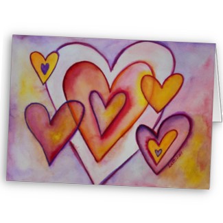 Interlocking Love Hearts Custom Greeting Cards card