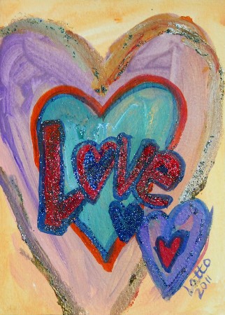Love Family Hearts Painting Word Art