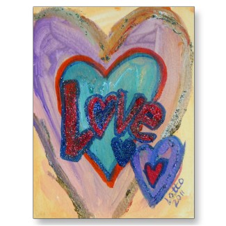 Family Love Hearts Word Art painting postcards