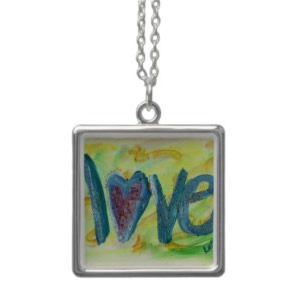 Fresh Spring Love Silver Art Necklace Painting Pendant