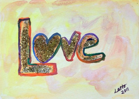 Love Golden Pastels Word Art Painting