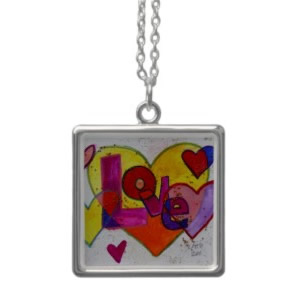 Patchwork Hearts Love Necklace Silver Pendant