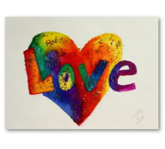 Love Rainbow Glitter Heart Poster Art Print Painting