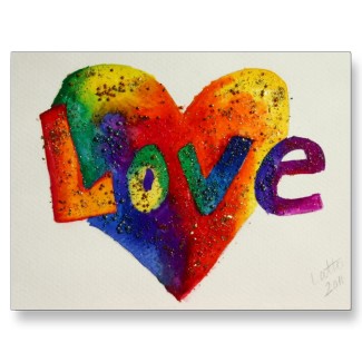 Rainbow Love Word Art Postcards