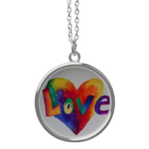 Rainbow Heart Love Round Silver Charm Pendant