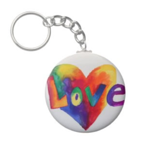 Rainbow Love Word Art Keychain