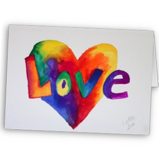 Rainbow Love Word Art Greeting or Note Card