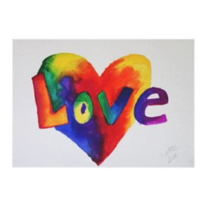 Rainbow Love Word Art Invitation or Announcement