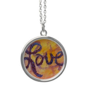 Golden Glow Love Word Silver Necklace Pendant