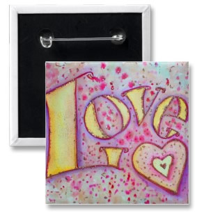 Love Word Art Buttons or Pins paintings