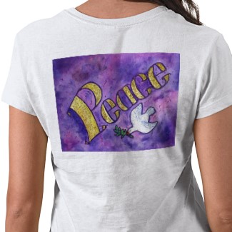 Peace Dove Word Art T-shirt with Image Back Side