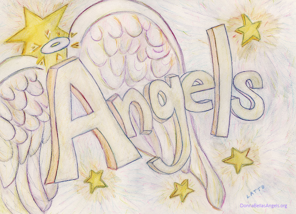 Angels Word Art Inspirational Watercolor Painting