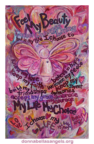 Pink Angel Feel My Beauty Cancer Poem Art Painting