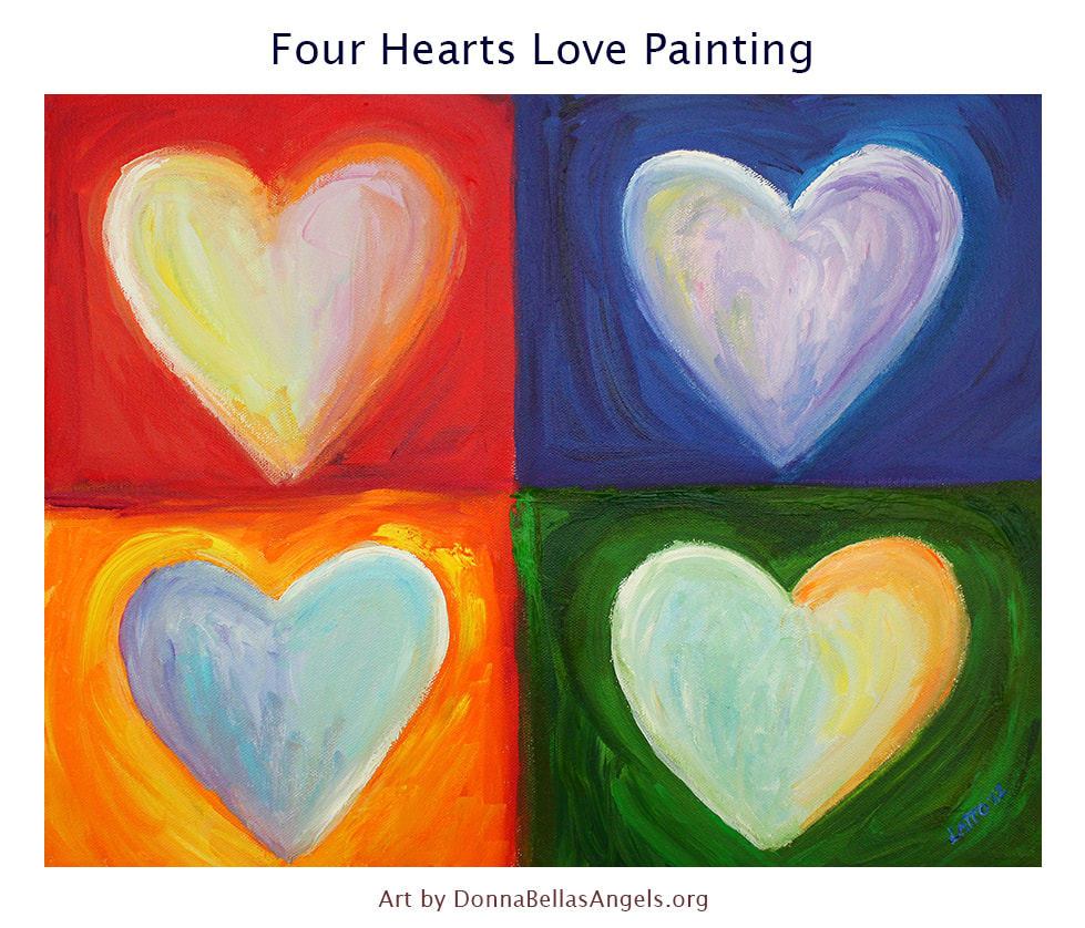 Four Love Hearts Inspirational Art Painting