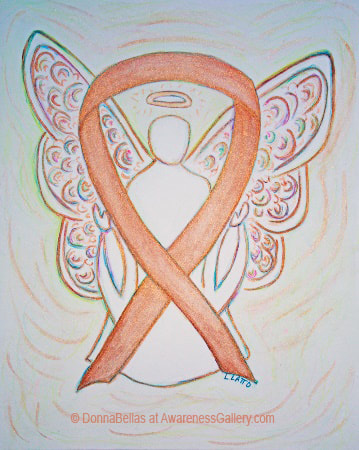 Childhood or Pediatric Cancer Gold Awareness Ribbon Angel Art 