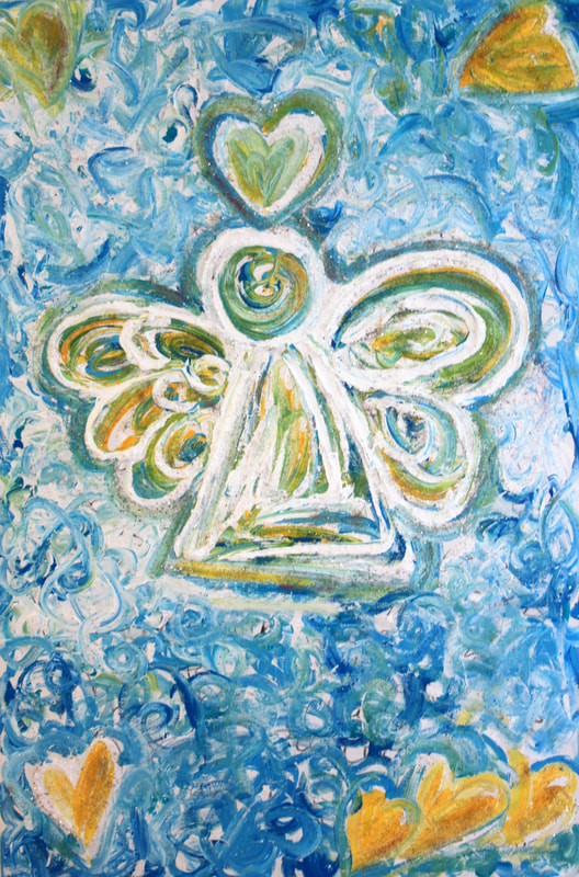 Golden Blue Angel Art Painting