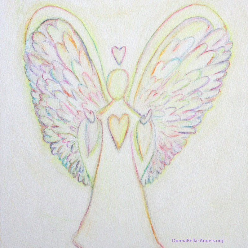 Rainbow Hearts Guardian Angel Art Painting