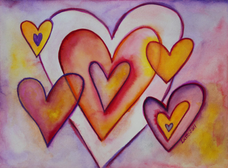 Interlocking Love Hearts Art Painting