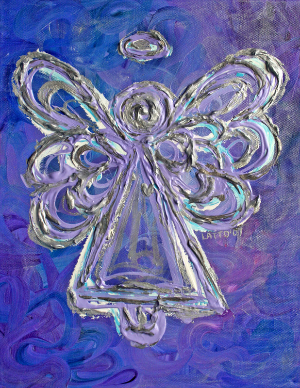 Purple Guardian Angel Art Painting 