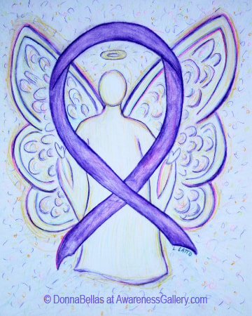 Violet Awareness Ribbon Angel Art means support for Hodgkin Lymphoma (HL) /Hodgkin's Disease awareness